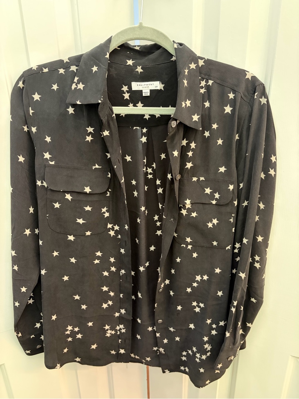 Equipment Black Star-Print Button-Down Shirt - Picture 1 of 4